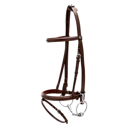 Brown training bridle with bit clips