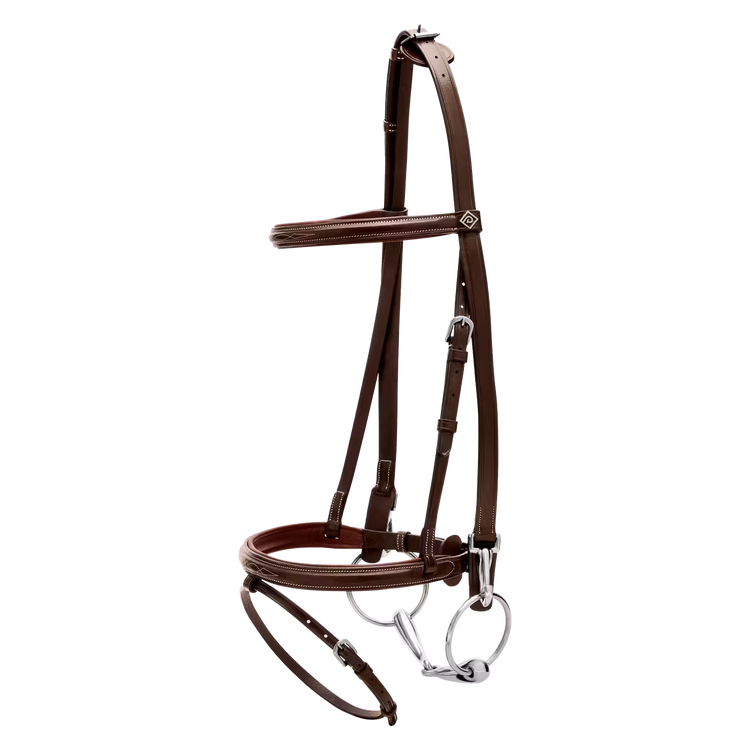 Brown training bridle with bit clips