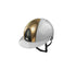 gold and white riding helmet