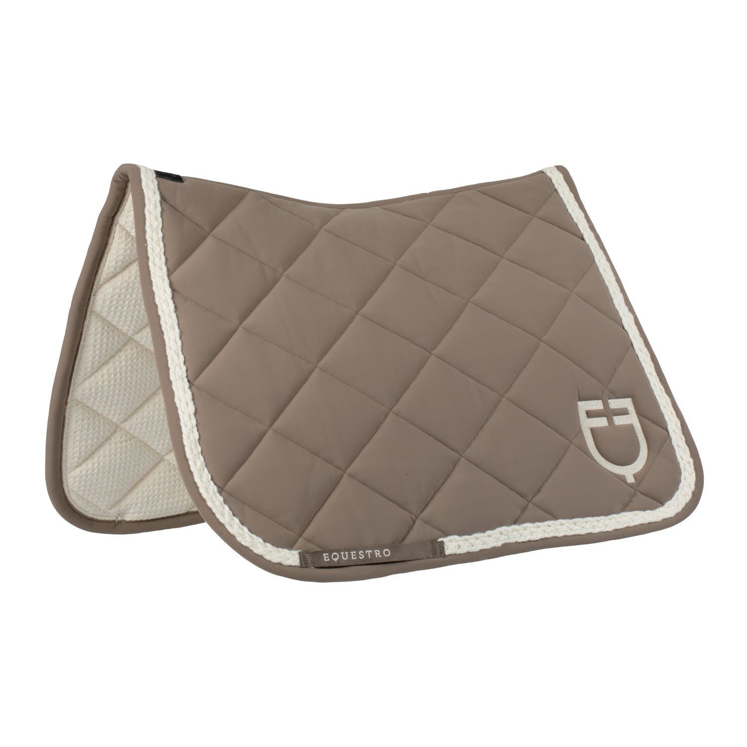 Breathable technical saddle pad with cord trim brown