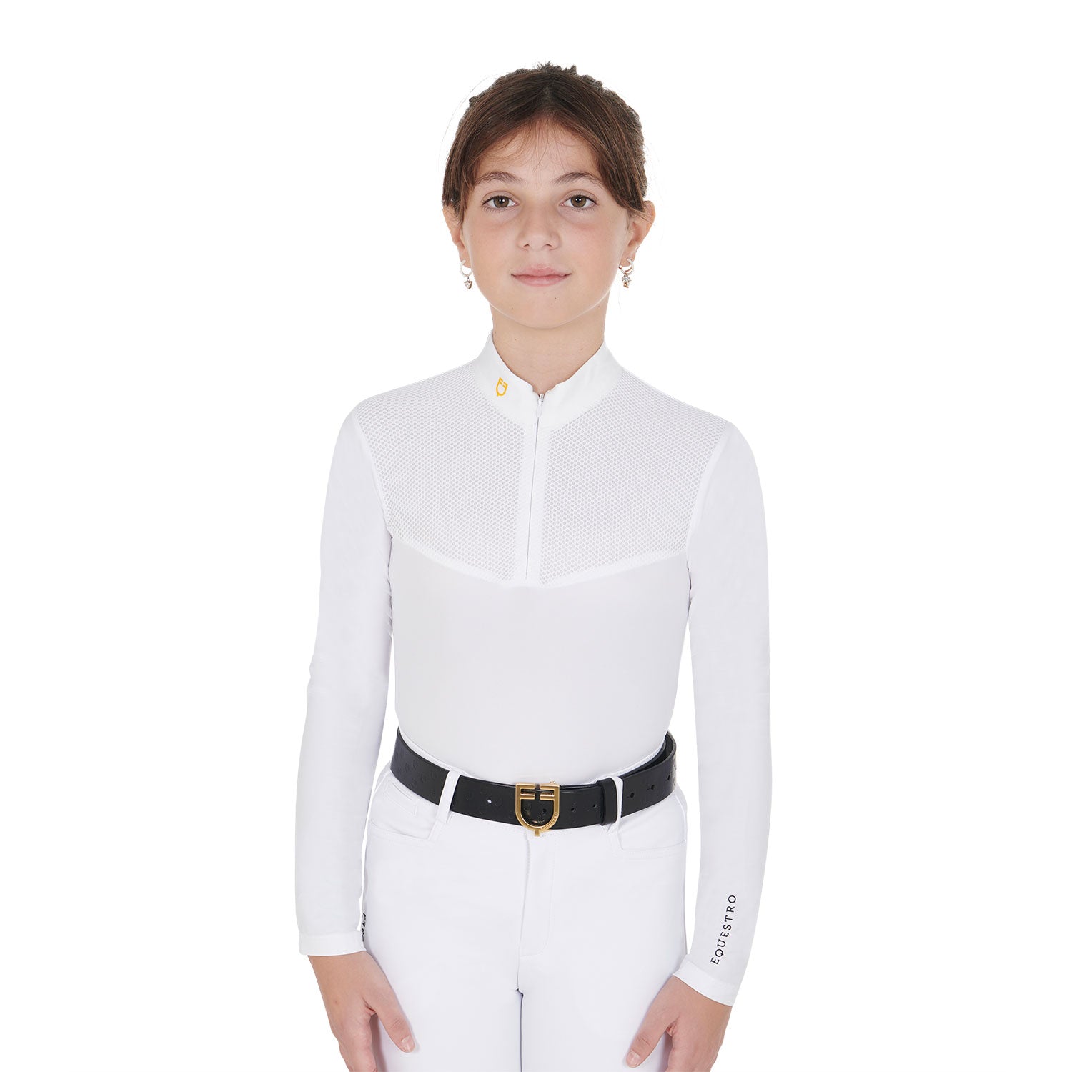 Quick-dry technical polo for young riders white