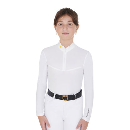 Quick-dry technical polo for young riders white