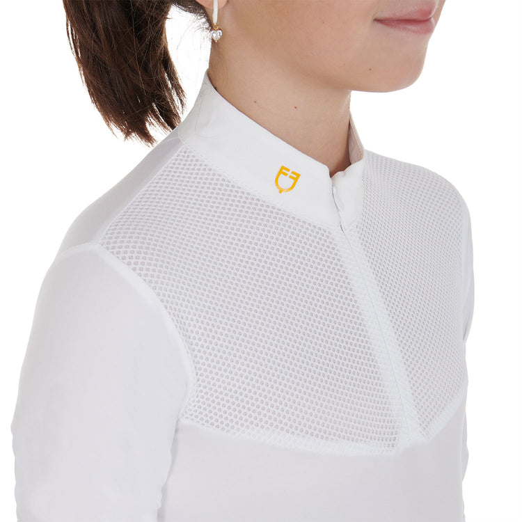 Equestro technical show shirt with logo collar