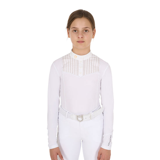 Girls rhinestone long sleeve show shirt white