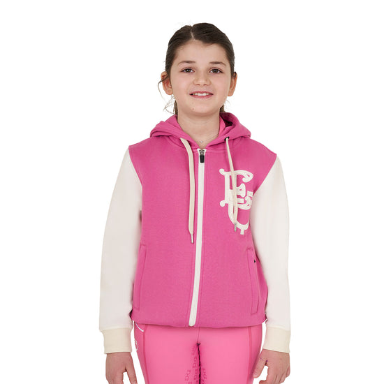 Girls Two Tone Hoodie with Front Zip - Chateau Rose/Antique White