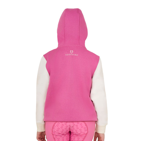 Girls Two Tone Hoodie with Front Zip - Chateau Rose/Antique White