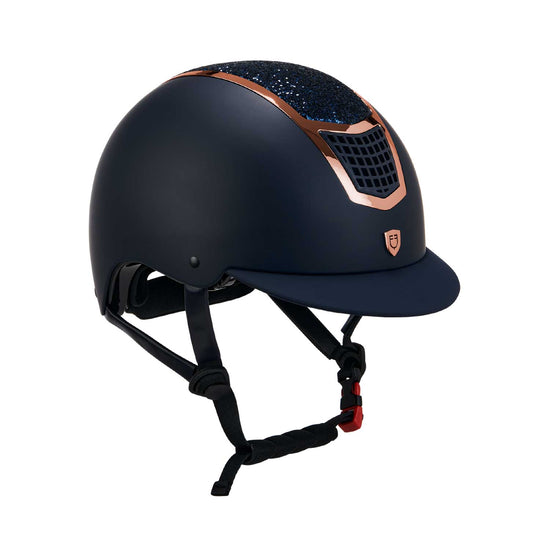Navy helmet with rose gold