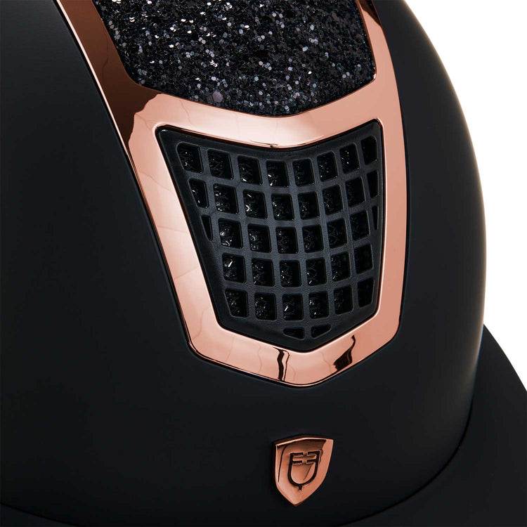 equestrian helmet with rose gold