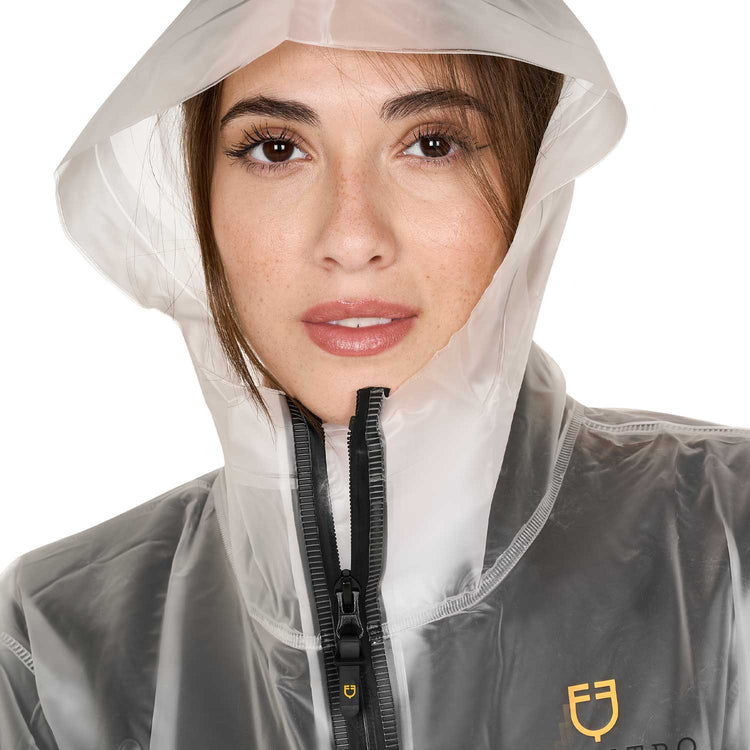 Horse riding rain jacket with large hood