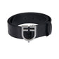 Leather equestrian belt with silver buckle