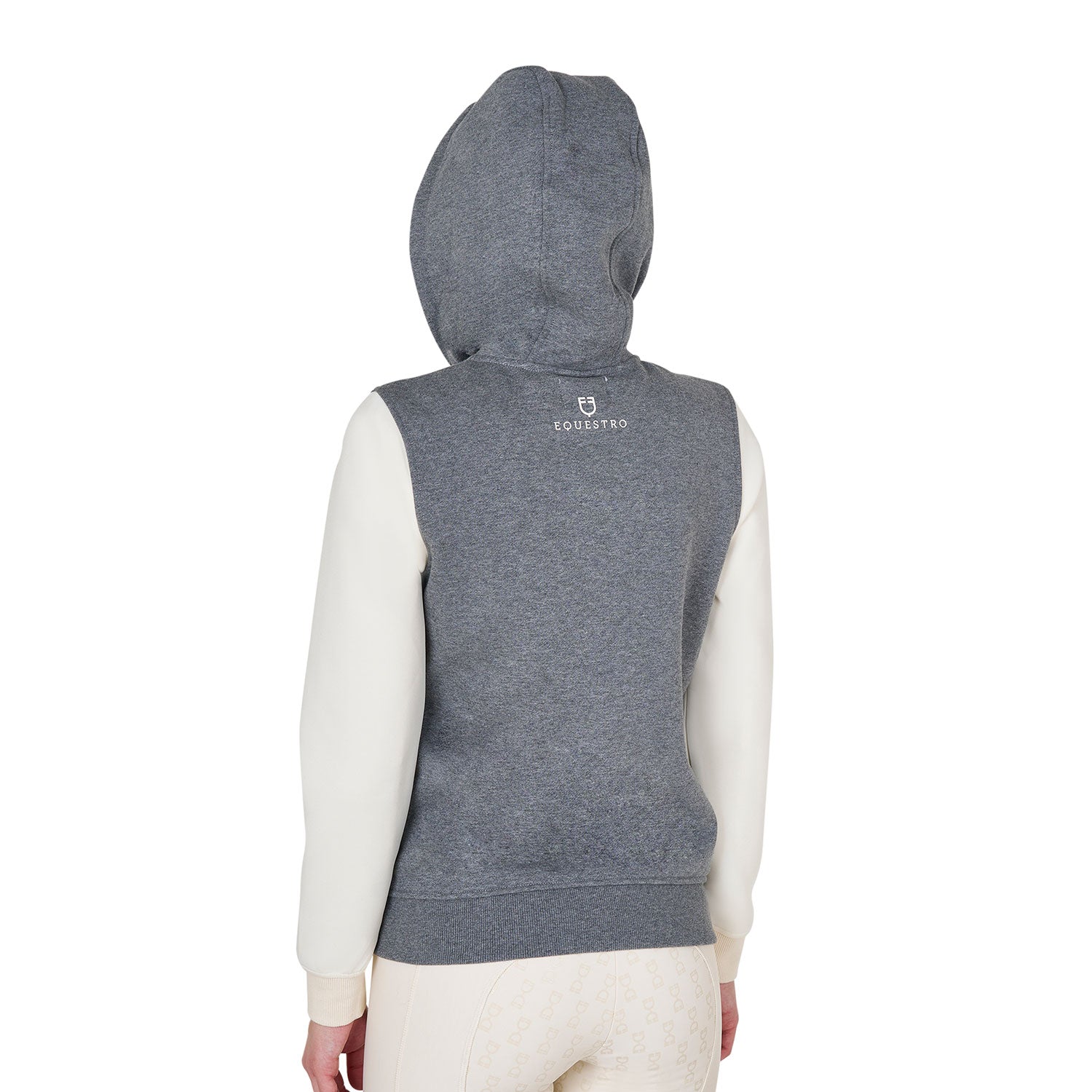 stylish ladies equestrian hoodie with contrast sleeve design