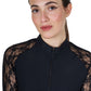 breathable riding top for women with zip and lace detail