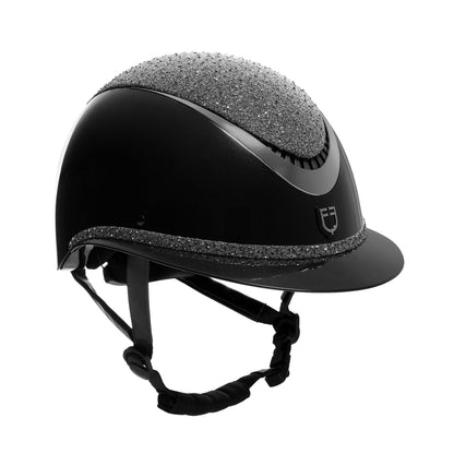 Luxury Riding Helmet with Rhinestones and Wide Visor
