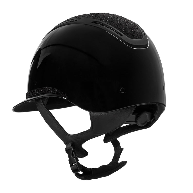 black glossy riding helmet