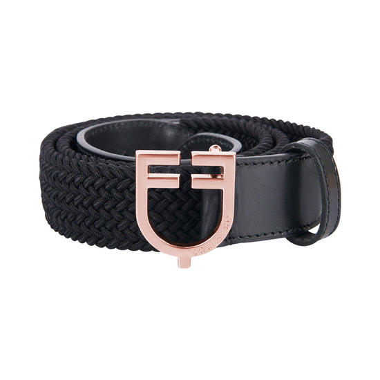Equestro women’s equestrian belt in elastic leather design black