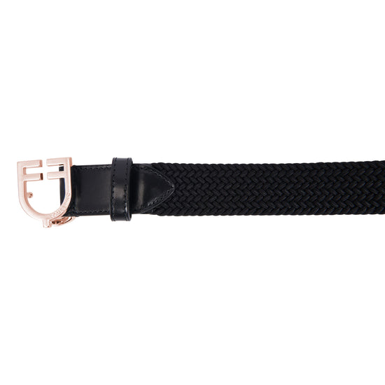 women’s elastic riding belt with rosegold buckle