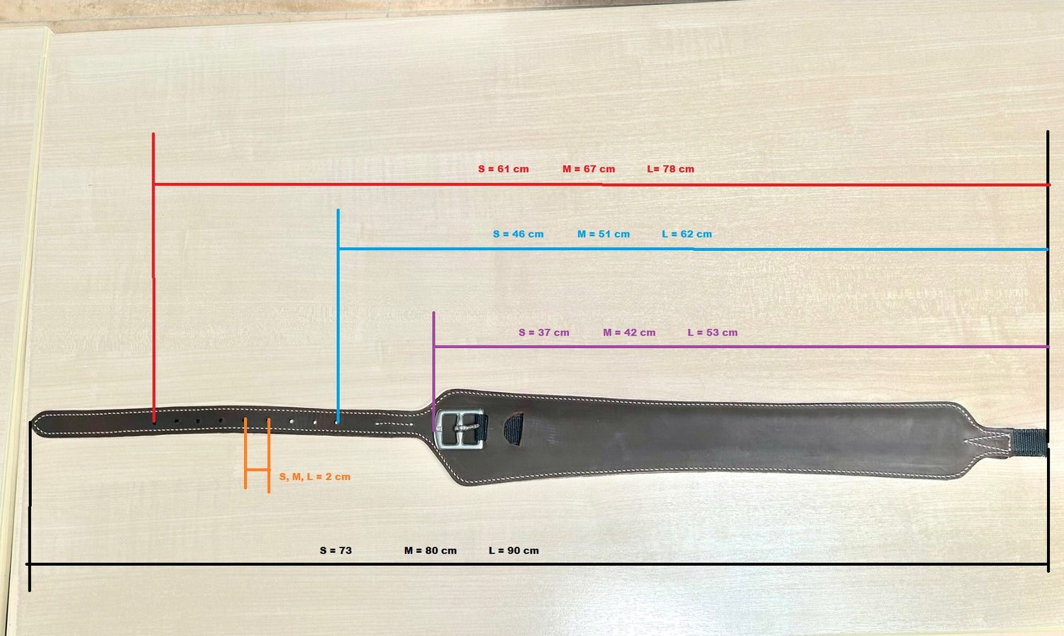 Norton Wide Stirrup leathers size chart