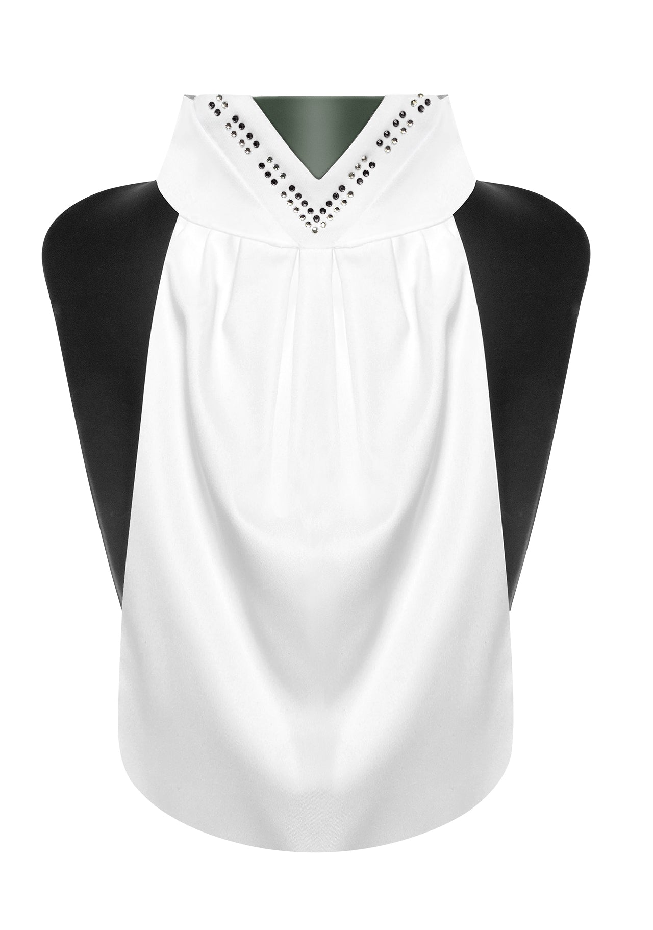 White dressage competition stock tie with green