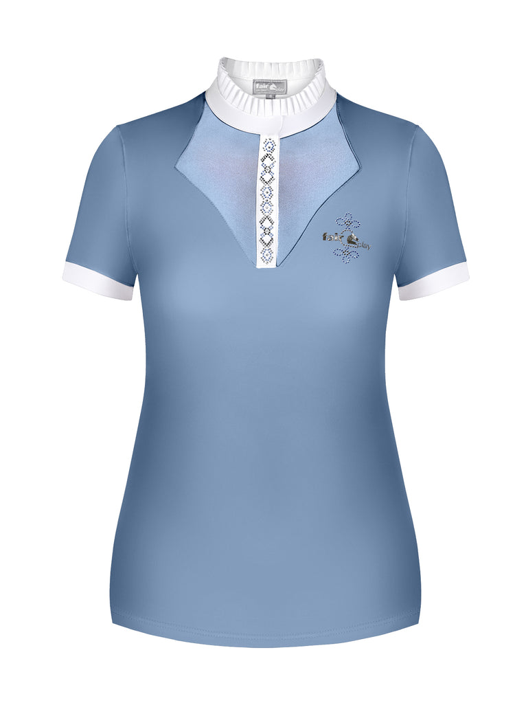 Blue Ladies Dressage Show Shirt short sleeve