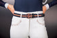 White dressage breeches with rose gold details