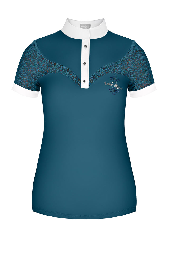 Teal horse riding competition shirt