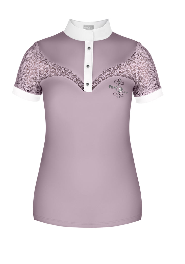 Pale pink equestrian show shirt with lace