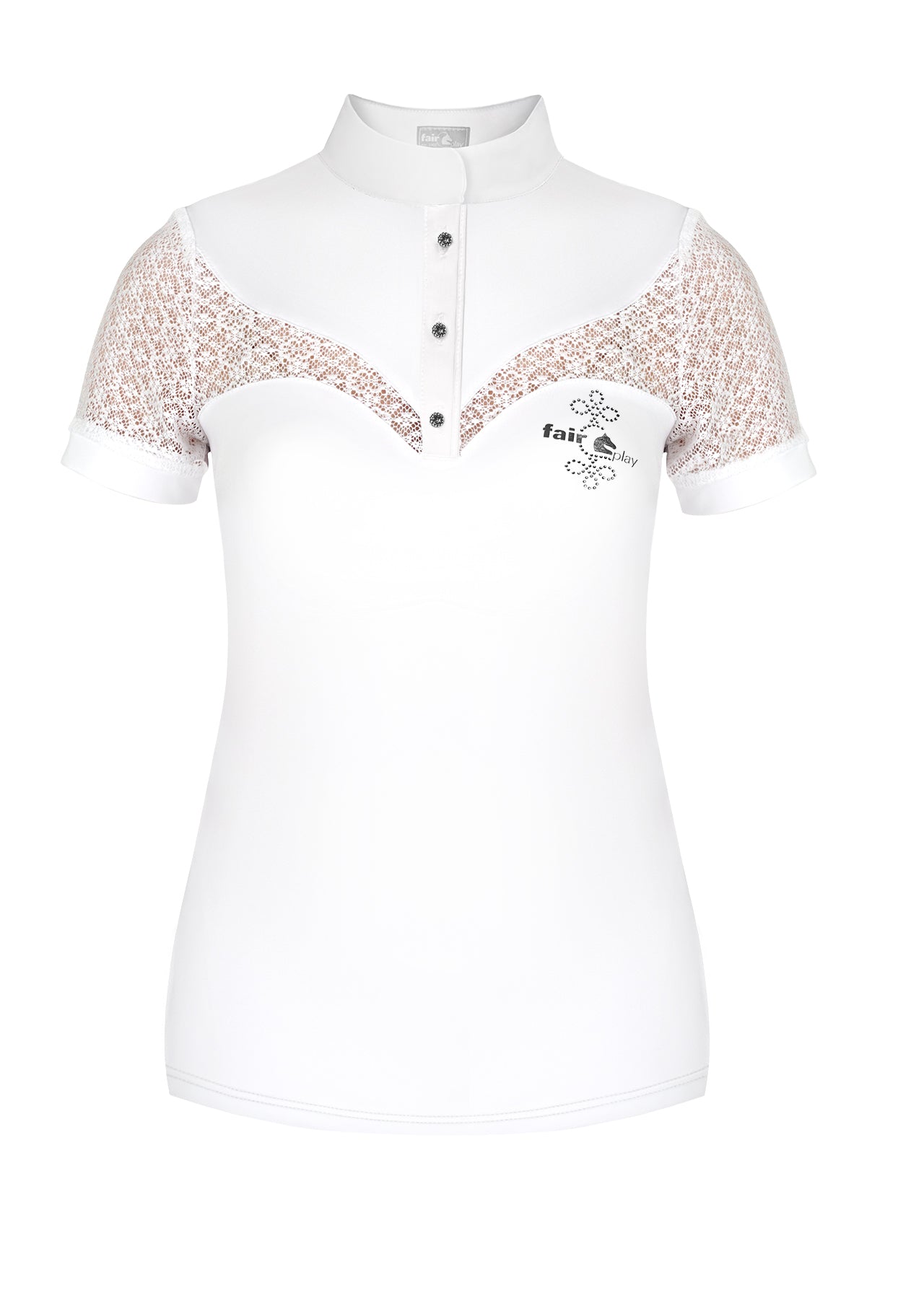 White dressage show shirt with lace