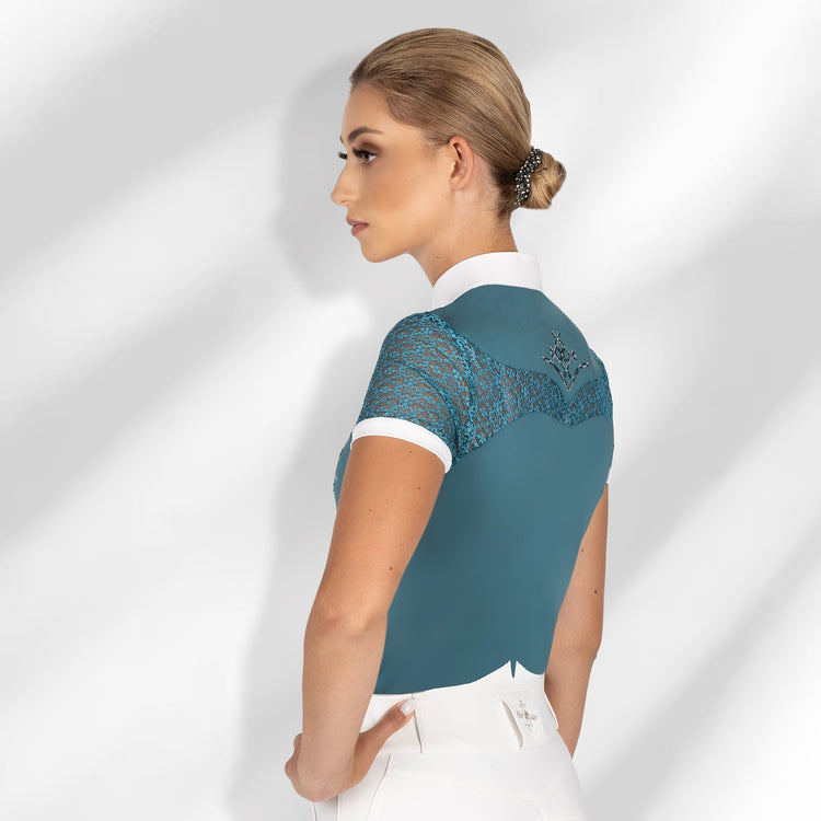 Turquoise colored equestrian show shirt