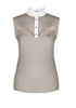 Beige sleeveless equestrian shirt with lace details 