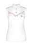 White sleeveless horse riding top with lace 