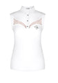 White sleeveless horse riding top with lace 