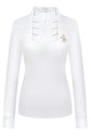 White long sleeve competition shirt with gold details 