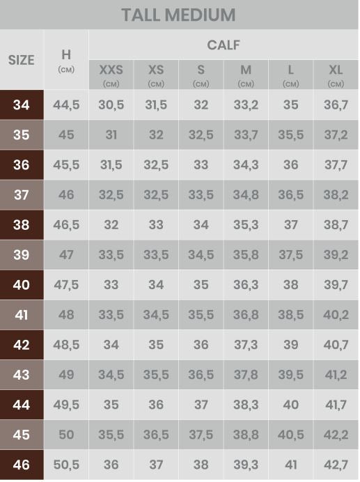 Franceschini boots size chart