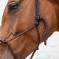 Close up of Kentucky Horsewear rope halter in brown