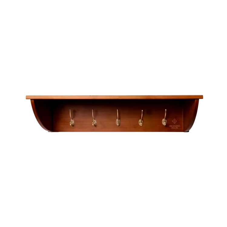 Bamboo rack with hooks for riding accessories