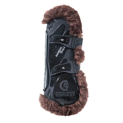 Kentucky Horsewear Brown Tendon Boots with Brown Sheepskin