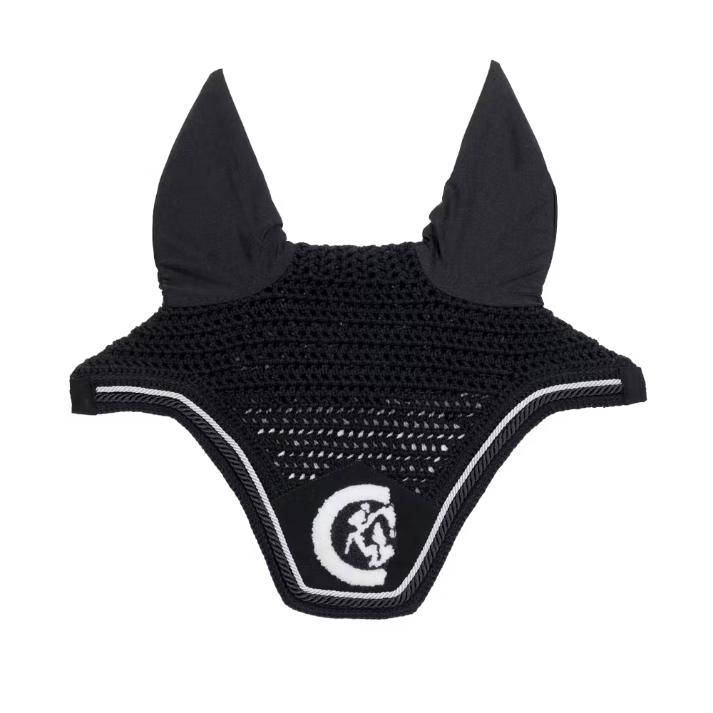 Kentucky Horsewear Ear Mask Wellington 3D Logo Rope Black