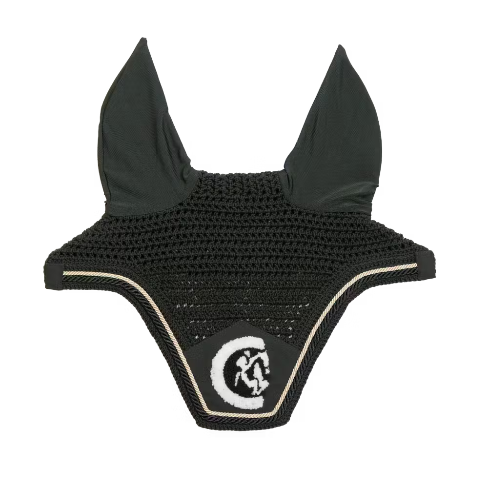 Kentucky Horsewear Ear Mask Wellington 3D Logo Rope Black