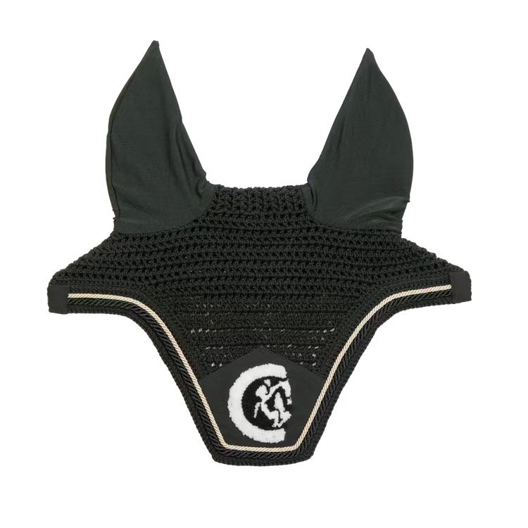 Kentucky Horsewear Ear Mask Wellington 3D Logo Rope Black