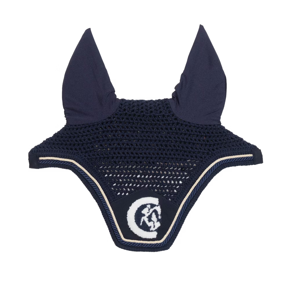 Kentucky Horsewear Ear Mask Wellington 3D Logo Rope Navy