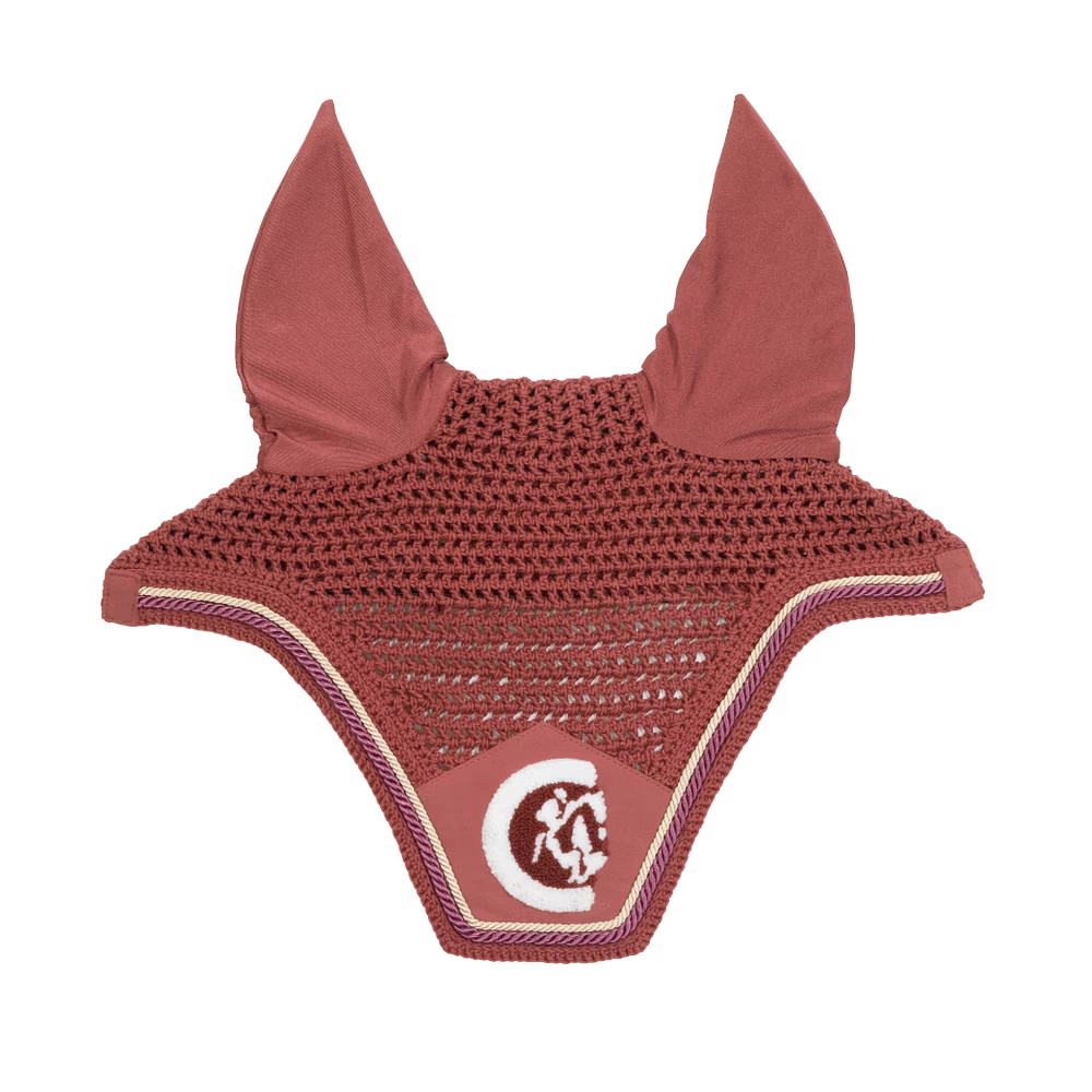 Kentucky Horsewear Ear Mask Wellington 3D Logo Rope red