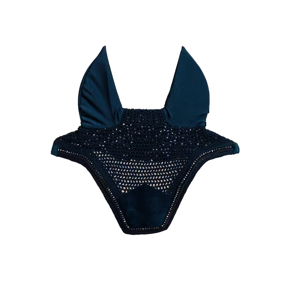 Kentucky Horsewear Ear Protection Wellington Velvet Pearls Navy