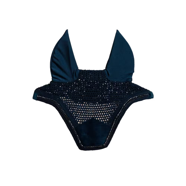 Kentucky Horsewear Ear Protection Wellington Velvet Pearls Navy