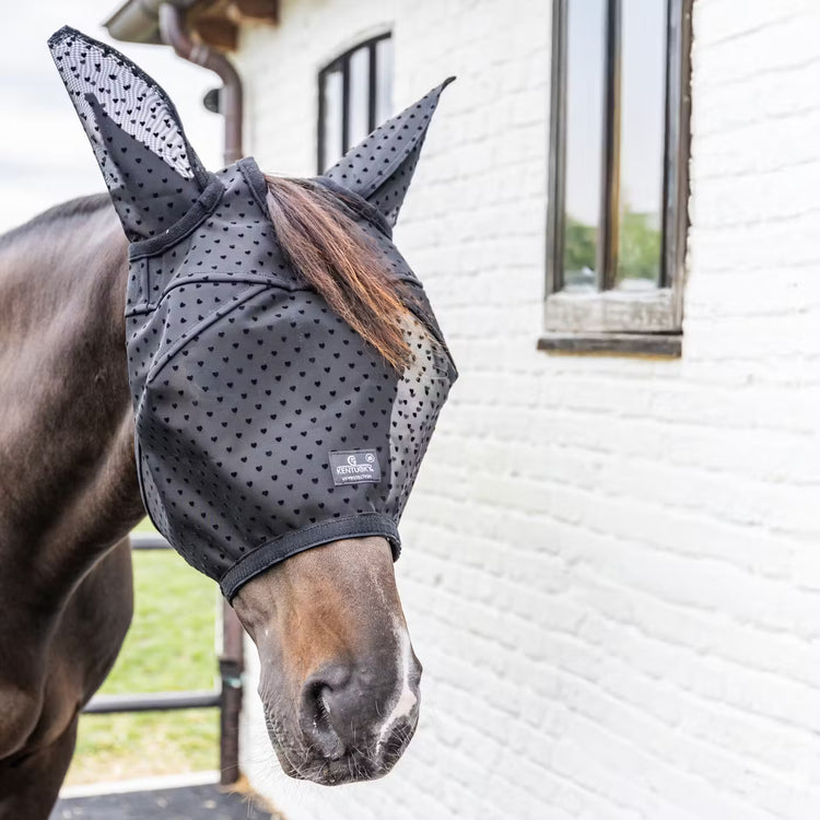 Kentucky Horsewear Fly Mask Heart Black