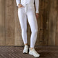 White competition breeches for women with knee grip