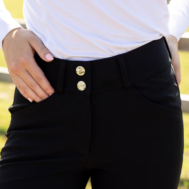 Close up of Kentucky Miami breeches in black