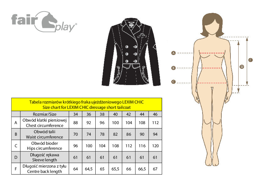 Fair Play Size Chart Adult