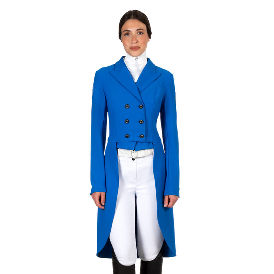 Ladies bright blue shadbelly tail coat