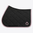 Black quilted CT saddle blanket with pink edging