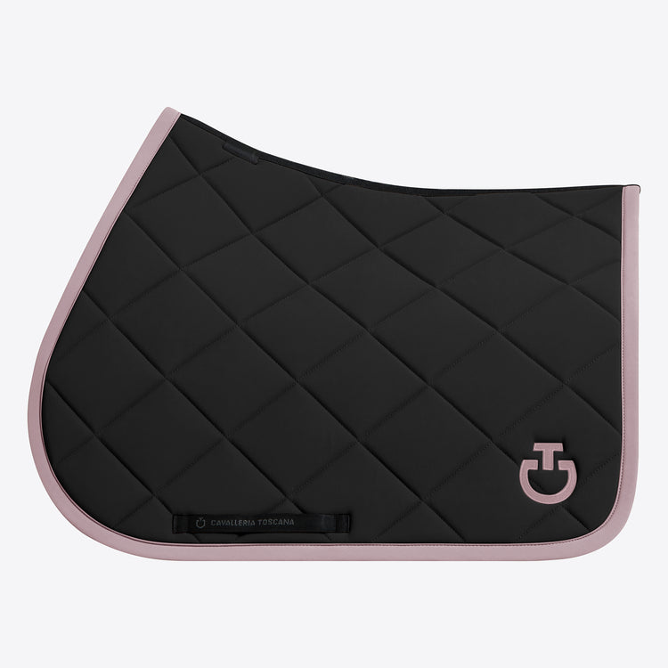 Black quilted CT saddle blanket with pink edging